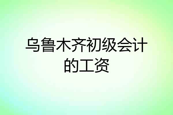 乌鲁木齐初级会计的工资