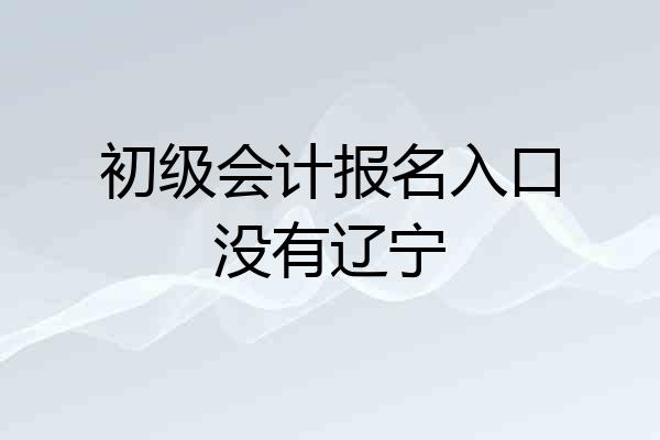 初级会计报名入口没有辽宁