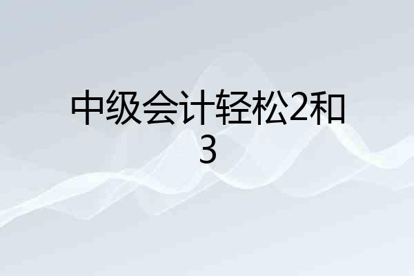 中级会计轻松2和3