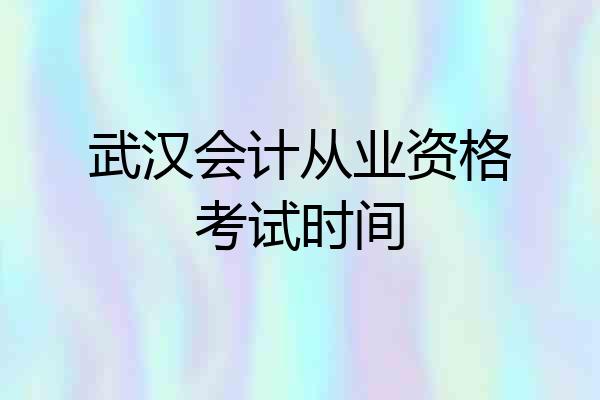 武汉会计从业资格考试时间