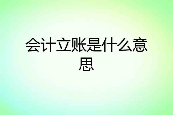 会计立账是什么意思
