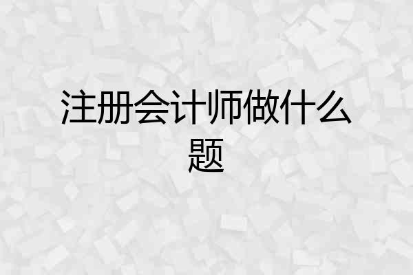 注册会计师做什么题