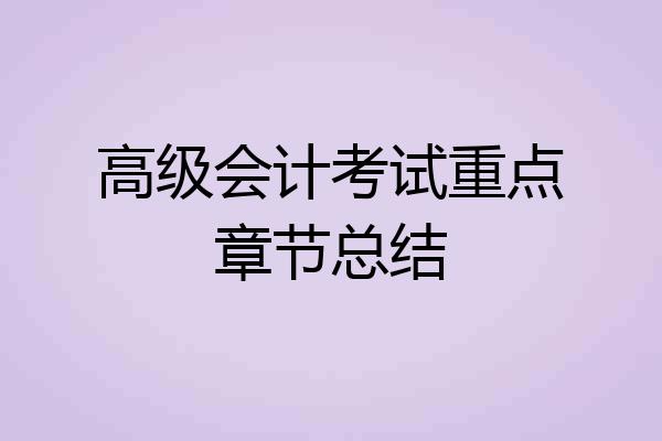高级会计考试重点章节总结