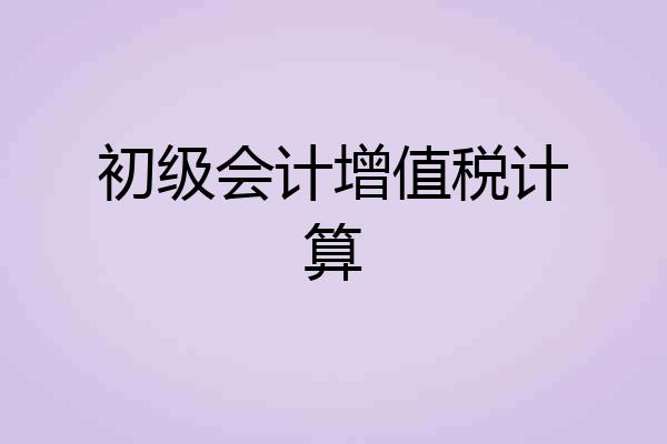 初级会计增值税计算
