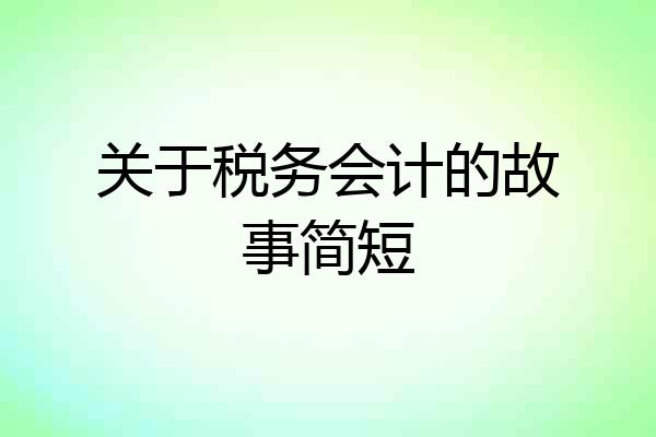 关于税务会计的故事简短