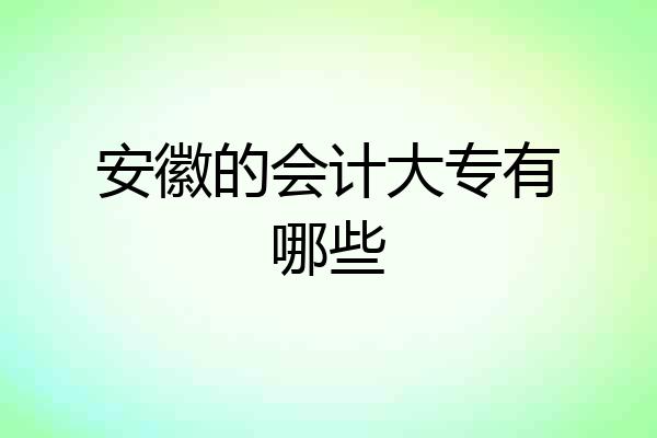 安徽的会计大专有哪些