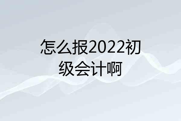 怎么报2022初级会计啊