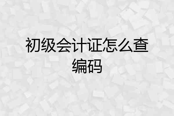初级会计证怎么查编码