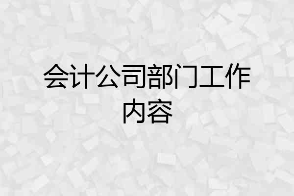 会计公司部门工作内容