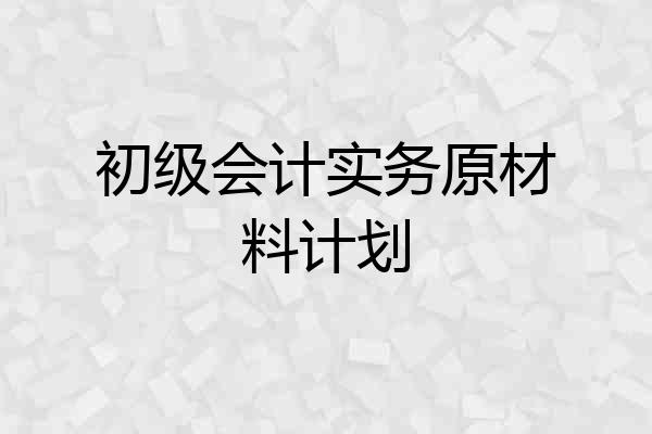 初级会计实务原材料计划