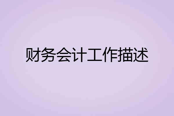 财务会计工作描述