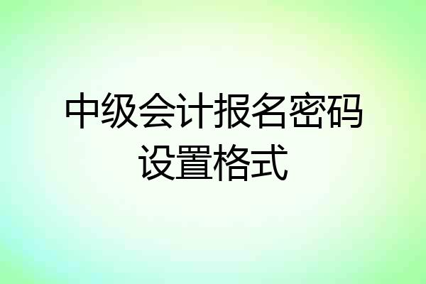 中级会计报名密码设置格式