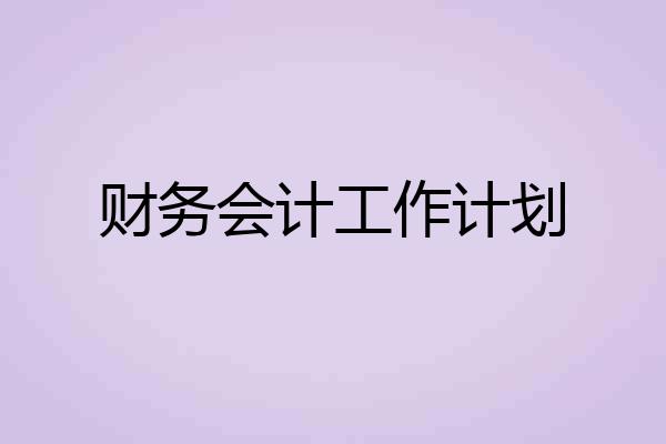 财务会计工作计划