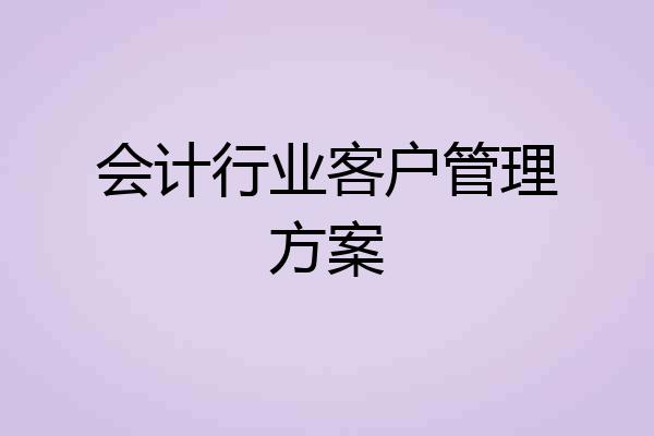 会计行业客户管理方案