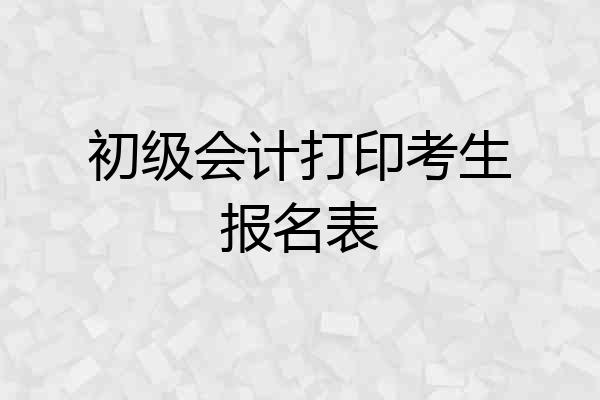 初级会计打印考生报名表