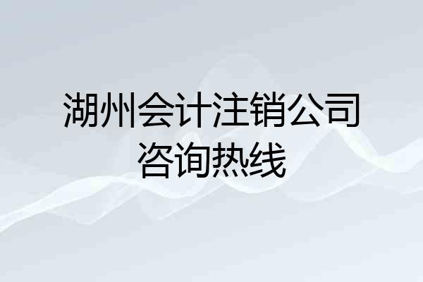湖州会计注销公司咨询热线