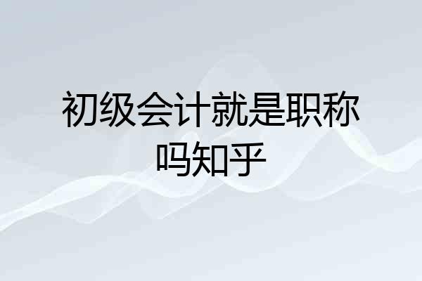 初级会计就是职称吗知乎