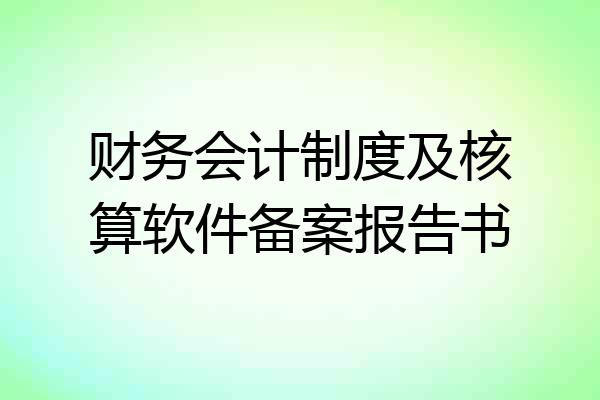 财务会计制度及核算软件备案报告书