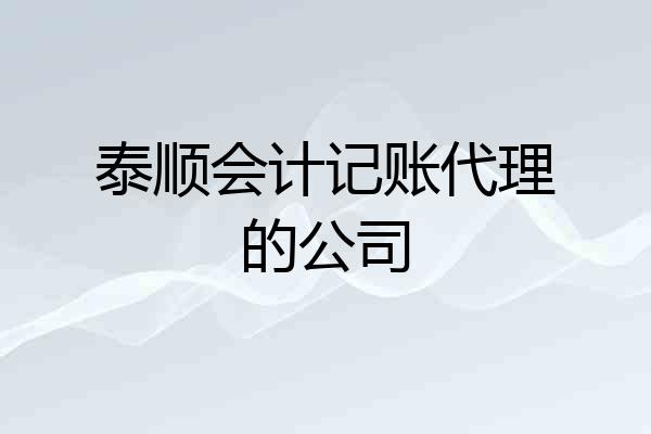 泰顺会计记账代理的公司