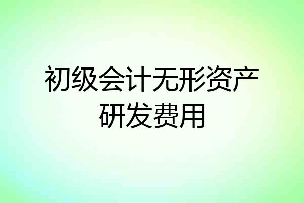 初级会计无形资产研发费用