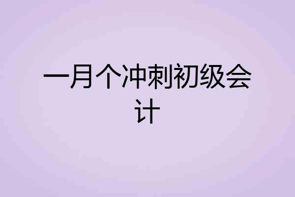 一月个冲刺初级会计