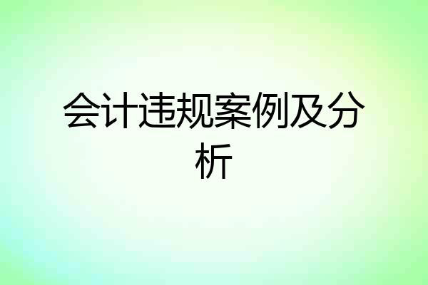 会计违规案例及分析