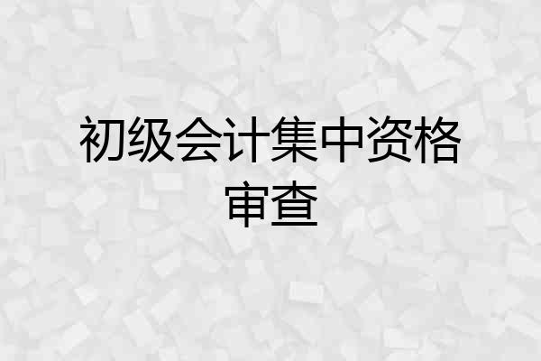 初级会计集中资格审查