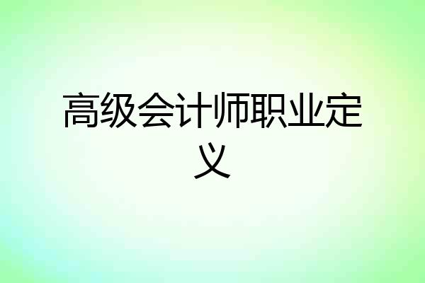 高级会计师职业定义