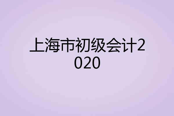 上海市初级会计2020