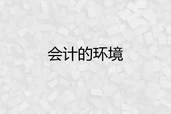 会计的环境