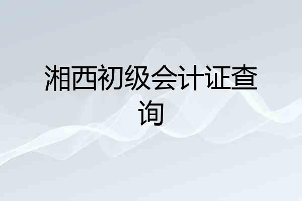 湘西初级会计证查询