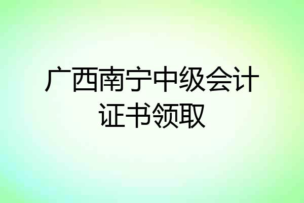 广西南宁中级会计证书领取