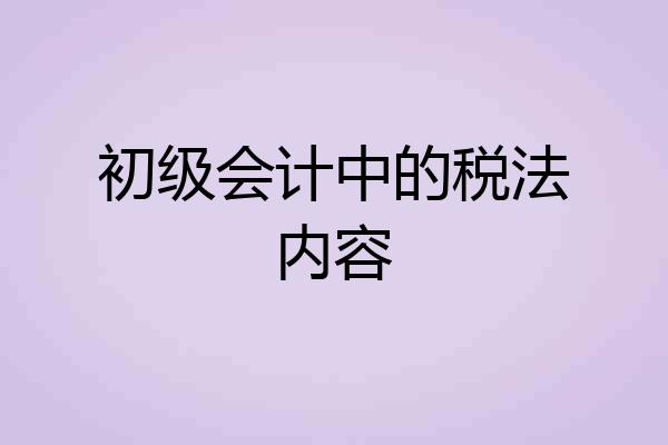 初级会计中的税法内容