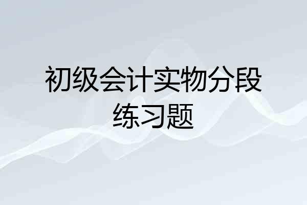 初级会计实物分段练习题