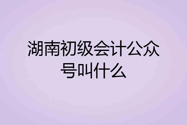 湖南初级会计公众号叫什么