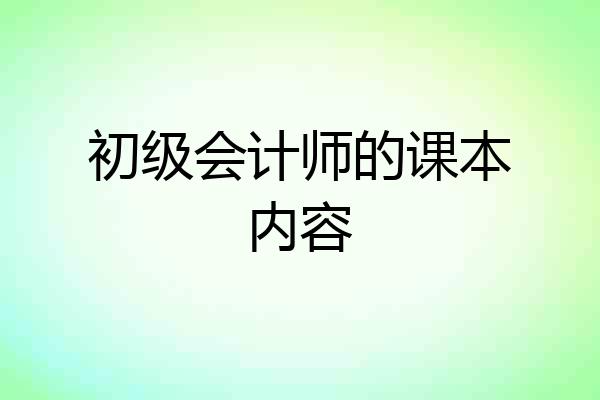 初级会计师的课本内容