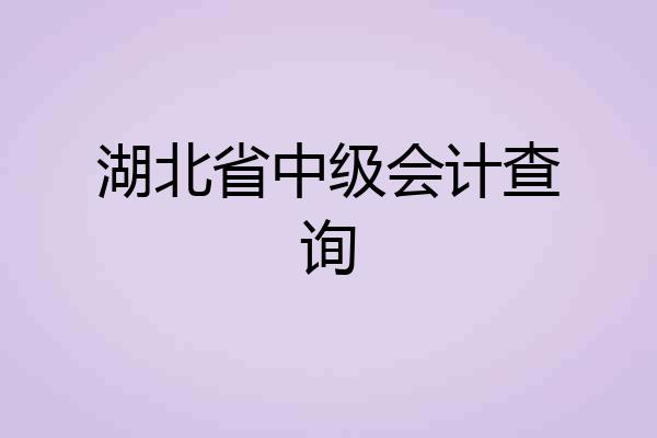 湖北省中级会计查询