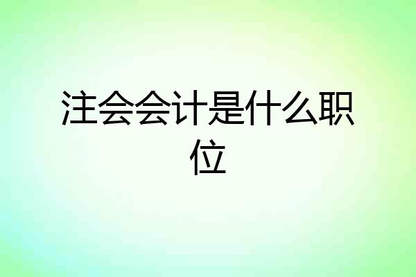 注会会计是什么职位