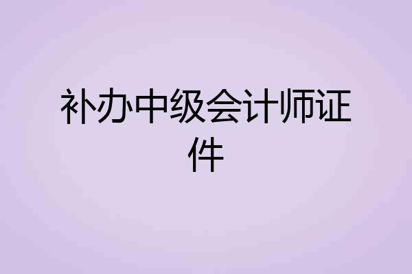 补办中级会计师证件