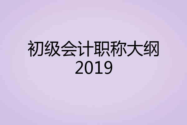 初级会计职称大纲2019