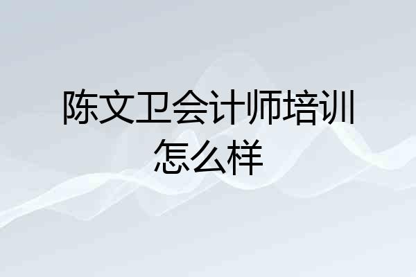 陈文卫会计师培训怎么样
