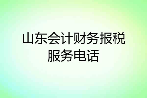 山东会计财务报税服务电话