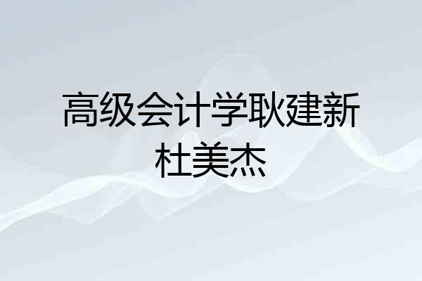 高级会计学耿建新杜美杰