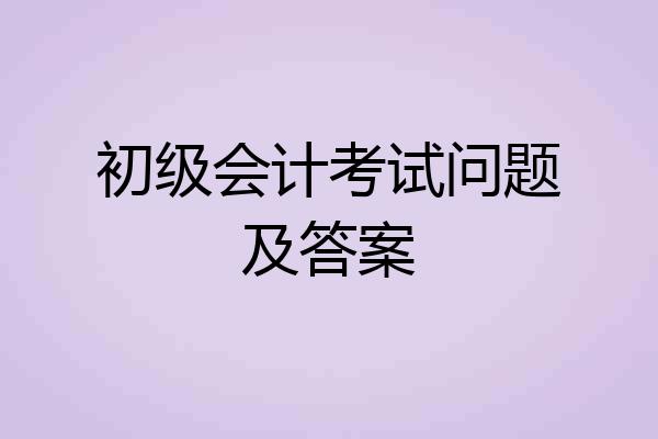 初级会计考试问题及答案