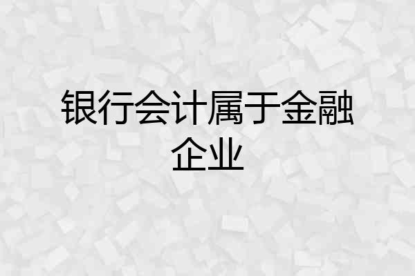 银行会计属于金融企业