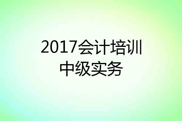 2017会计培训中级实务