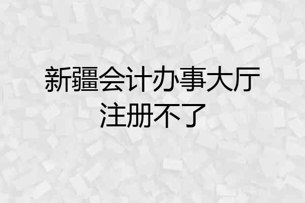 新疆会计办事大厅注册不了