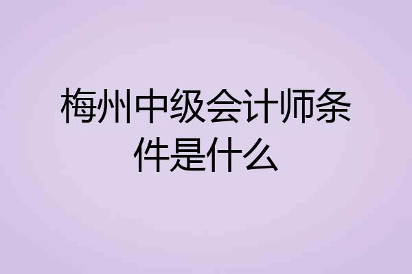 梅州中级会计师条件是什么