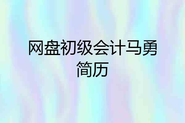网盘初级会计马勇简历