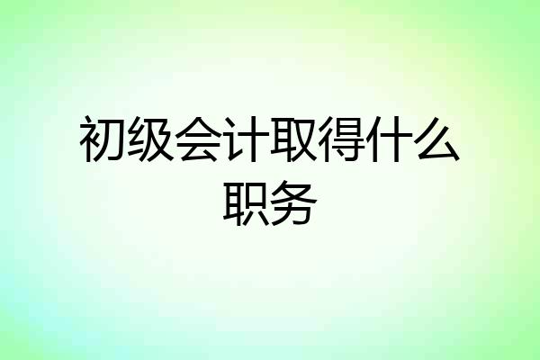 初级会计取得什么职务